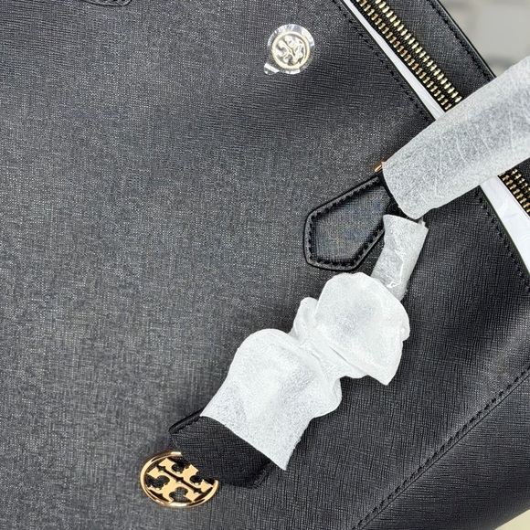Tory Burch Robinson Large Saffiano Leather Tote Black NWT Dust Bag - Picture 13 of 17